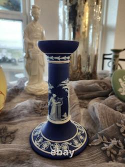 Wedgwood Jasperware Dipped Dark Blue 6 Candlestick Holder Excellent