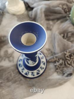 Wedgwood Jasperware Dipped Dark Blue 6 Candlestick Holder Excellent