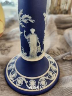 Wedgwood Jasperware Dipped Dark Blue 6 Candlestick Holder Excellent