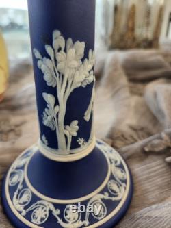 Wedgwood Jasperware Dipped Dark Blue 6 Candlestick Holder Excellent