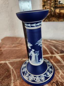 Wedgwood Jasperware Dipped Dark Blue 6 Candlestick Holder Excellent