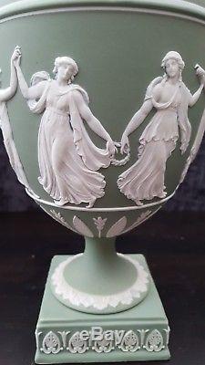 Wedgwood Jasperware Green Antique Dancing Hours Devils Heads Pedestal Vase / Urn