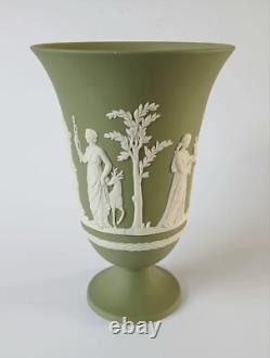 Wedgwood Jasperware Green Arcadian Footed Vase
