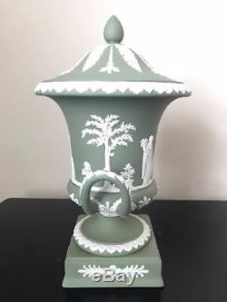 Wedgwood Jasperware Green Pedestal Campana Urn Excellent Conditon