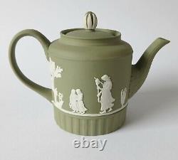 Wedgwood Jasperware Green Teapot Miniature Domestic Employment