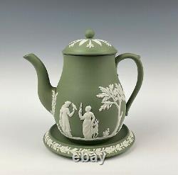 Wedgwood Jasperware Green Teapot & Trivet Excellent Condition