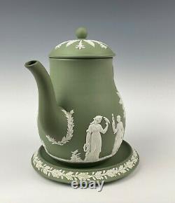 Wedgwood Jasperware Green Teapot & Trivet Excellent Condition
