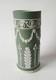 Wedgwood Jasperware Green White Dip Acanthus & Bellflowers Spill Vase 5 3/4 Inch