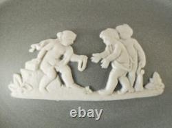 Wedgwood Jasperware Grey Trinket Box Boat Shaped