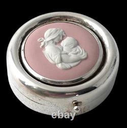 Wedgwood Jasperware Halmarked Sterling 925 Silver Box with Pink Cameo