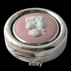 Wedgwood Jasperware Halmarked Sterling 925 Silver Box with Pink Cameo