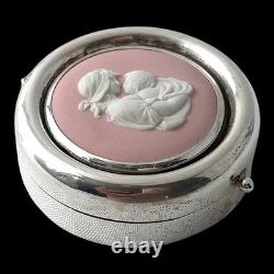 Wedgwood Jasperware Halmarked Sterling 925 Silver Box with Pink Cameo