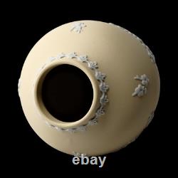 Wedgwood Jasperware Handcrafted Primrose Yellow Feat. Prunus Jar Vase Urn, 17cm