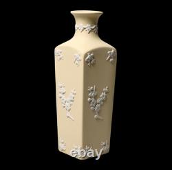 Wedgwood Jasperware Handcrafted Vase in Primrose Yellow with White Prunus