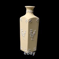 Wedgwood Jasperware Handcrafted Vase in Primrose Yellow with White Prunus