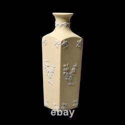 Wedgwood Jasperware Handcrafted Vase in Primrose Yellow with White Prunus