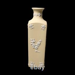 Wedgwood Jasperware Handcrafted Vase in Primrose Yellow with White Prunus