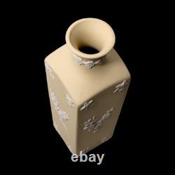 Wedgwood Jasperware Handcrafted Vase in Primrose Yellow with White Prunus