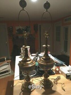 Wedgwood Jasperware Huge 38 x 9 Pale Blue Pair of Working Brass Lamps NICE