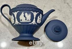 Wedgwood Jasperware Icarus Mini Teapot, Portland blue 1-cup 3.5 tall England