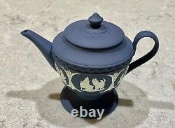 Wedgwood Jasperware Icarus Mini Teapot, Portland blue 1-cup 3.5 tall England