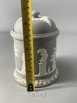 Wedgwood Jasperware Jasper Rare Grey Large 17cm Lidded Tobacco Tea Jar 1991