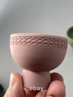Wedgwood Jasperware Jasper Rare Set Of Four Saki Bowls Cups Pink, Green Etc