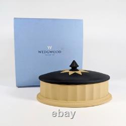 Wedgwood Jasperware Library Collection Cane Yellow Black Basalt Oval Column Box