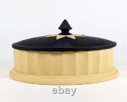 Wedgwood Jasperware Library Collection Cane Yellow Black Basalt Oval Column Box