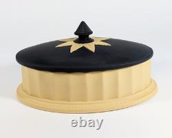 Wedgwood Jasperware Library Collection Cane Yellow Black Basalt Oval Column Box