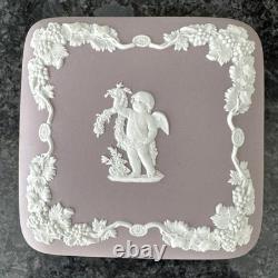 Wedgwood Jasperware Lilac Round Square Lidded Trinket Box Bell 3 Pieces VGC