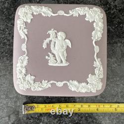 Wedgwood Jasperware Lilac Round Square Lidded Trinket Box Bell 3 Pieces VGC