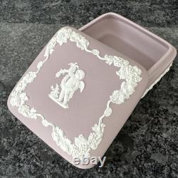 Wedgwood Jasperware Lilac Round Square Lidded Trinket Box Bell 3 Pieces VGC