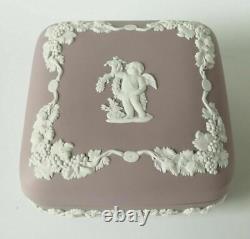 Wedgwood Jasperware Lilac Trinket Box Four Seasons 2nd Quality