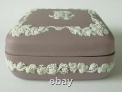 Wedgwood Jasperware Lilac Trinket Box Four Seasons 2nd Quality
