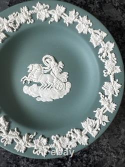 Wedgwood Jasperware Lilic Blue Black Vase X 3 & Teal Trinket Plate VGC