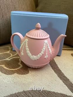 Wedgwood Jasperware Minature Teapot. Rare. Pink. Vgc