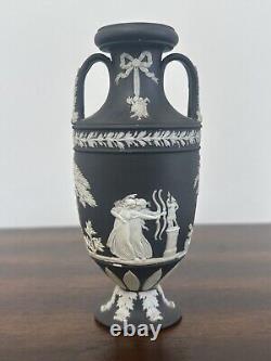 Wedgwood Jasperware Minature Trophy Vase Black Urn Vase Wegwood