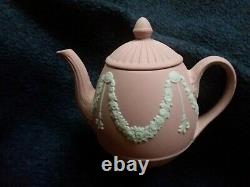 Wedgwood Jasperware Miniature Pink Teapot With Swags And Bows