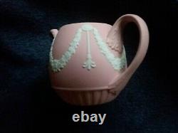 Wedgwood Jasperware Miniature Pink Teapot With Swags And Bows