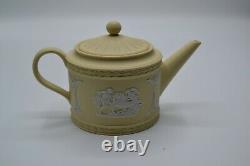 Wedgwood Jasperware Miniature Teapot Ulysses Yellow & White Excellent Condition