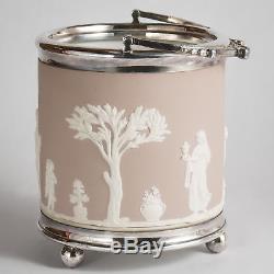 Wedgwood Jasperware Pale Lilac Biscuit Barrel Cookie Jar Classical Figures c1900