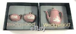 Wedgwood Jasperware Pink Mini Tea Coffee Set In Original Boxes! 15 Pieces WOW