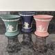 Wedgwood Jasperware Pink Navy Teal Vase X 3 Vgc