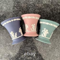 Wedgwood Jasperware Pink Navy Teal Vase X 3 VGC