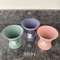 Wedgwood Jasperware Pink Navy Teal Vase X 3 VGC