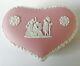 Wedgwood Jasperware Pink Trinket Box Group With Cage