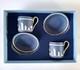 Wedgwood Jasperware Portland Blue Coffee Cups & Saucers Boxed Lady Templetown