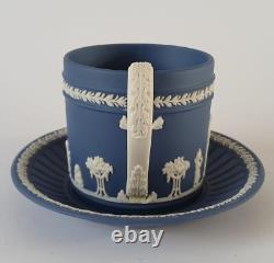 Wedgwood Jasperware Portland Blue Coffee Cups & Saucers Boxed Lady Templetown