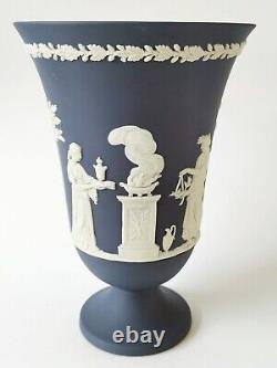 Wedgwood Jasperware Portland Blue Footed Vase